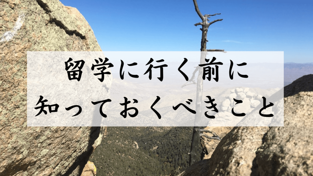 留学を行く前に知っておくべきこと。